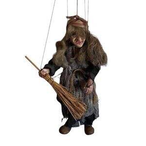 Czech 12" Old Lady Witch Marionette Strings Figure Vyroba Loutek, RICI Halloween